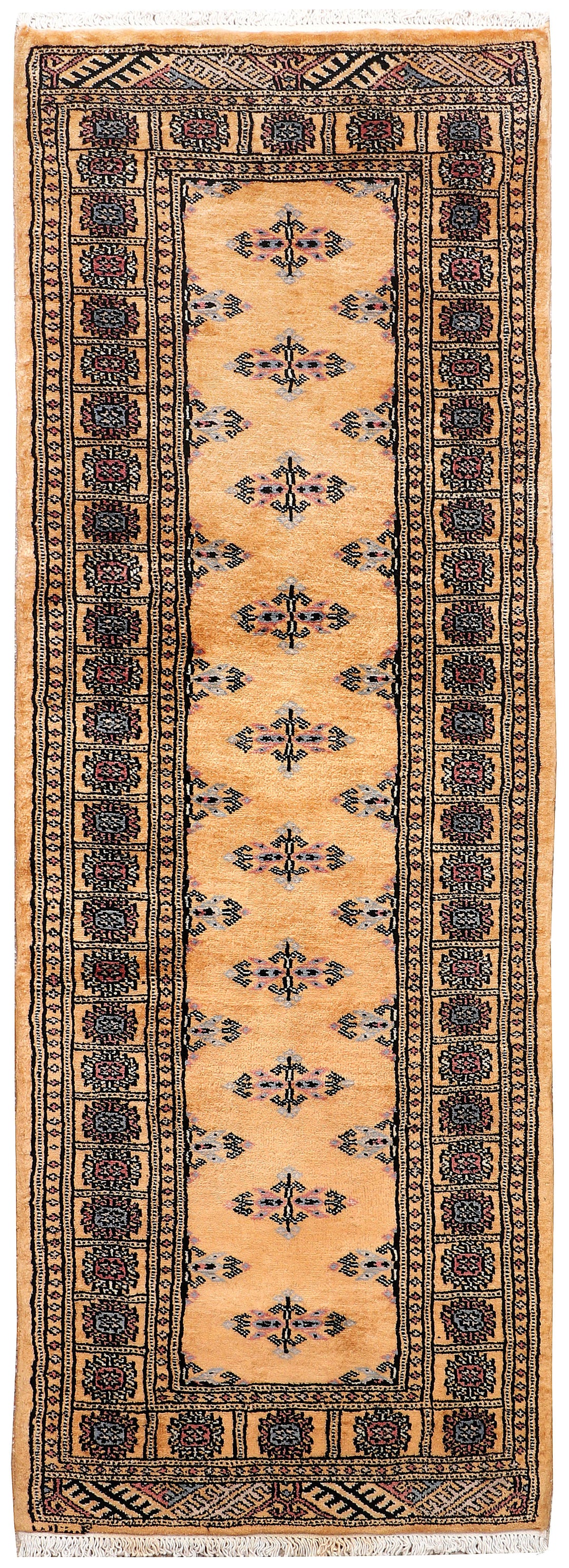 White Pakistani Butterfly Rug 2' 1" x 6' Hand-Knotted