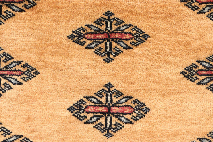 White Pakistani Butterfly Rug 2' 1 x 6' 2 Hand-Knotted close-up