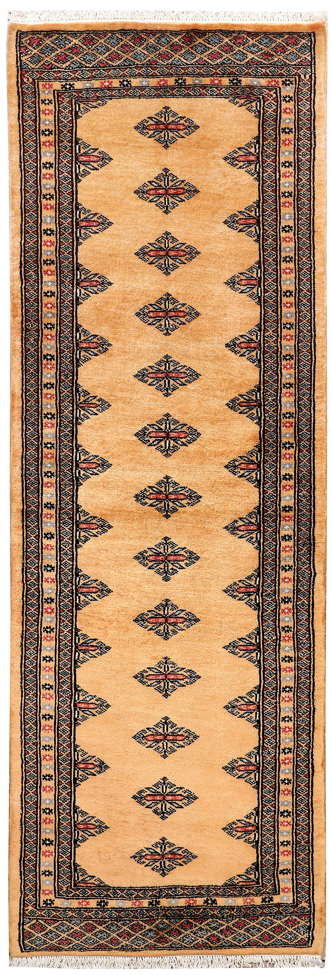 White Pakistani Butterfly Rug 2' 1 x 6' 2 Hand-Knotted