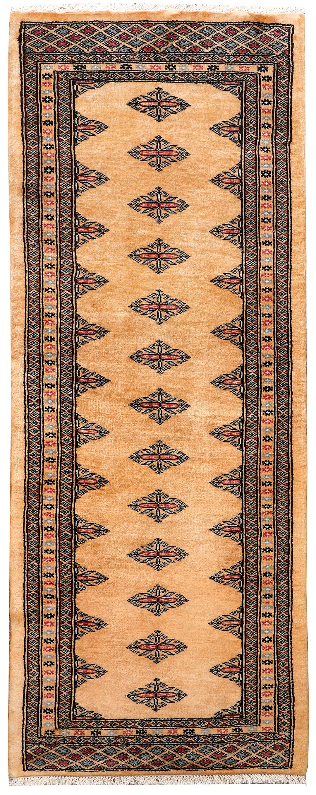 White Pakistani Butterfly Rug 2' 1 x 5' 11 Hand-Knotted