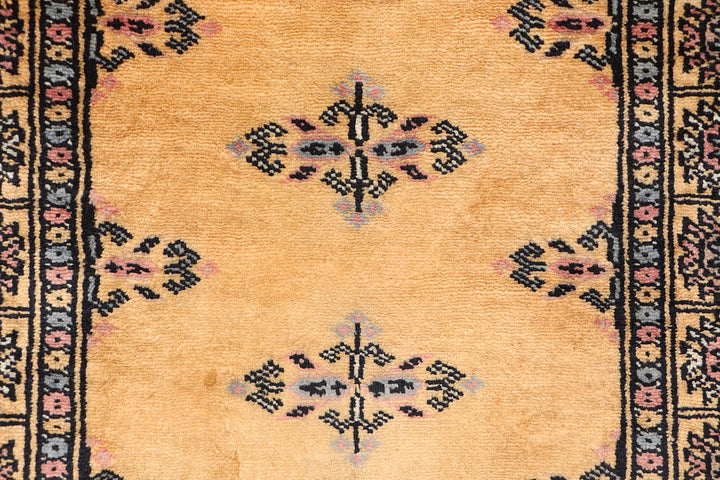 White Pakistani Butterfly Rug 2'1" x 6' Hand-Knotted close-up
