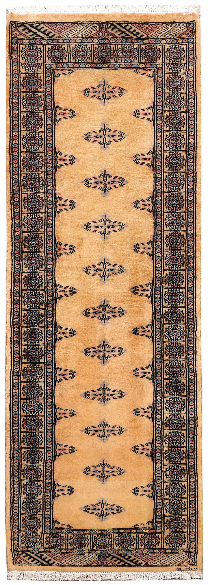 White Pakistani Butterfly Rug 2'1" x 6' Hand-Knotted