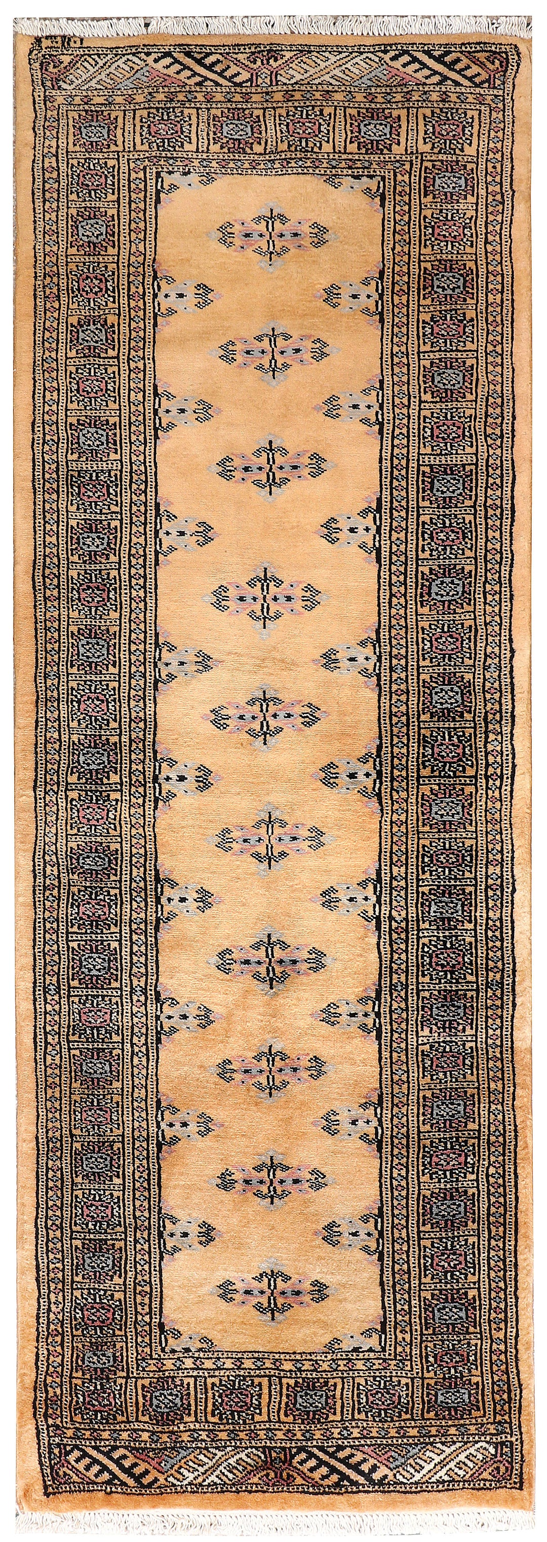 White Pakistani Butterfly Rug 2' 1" x 5' 11" Hand-Knotted