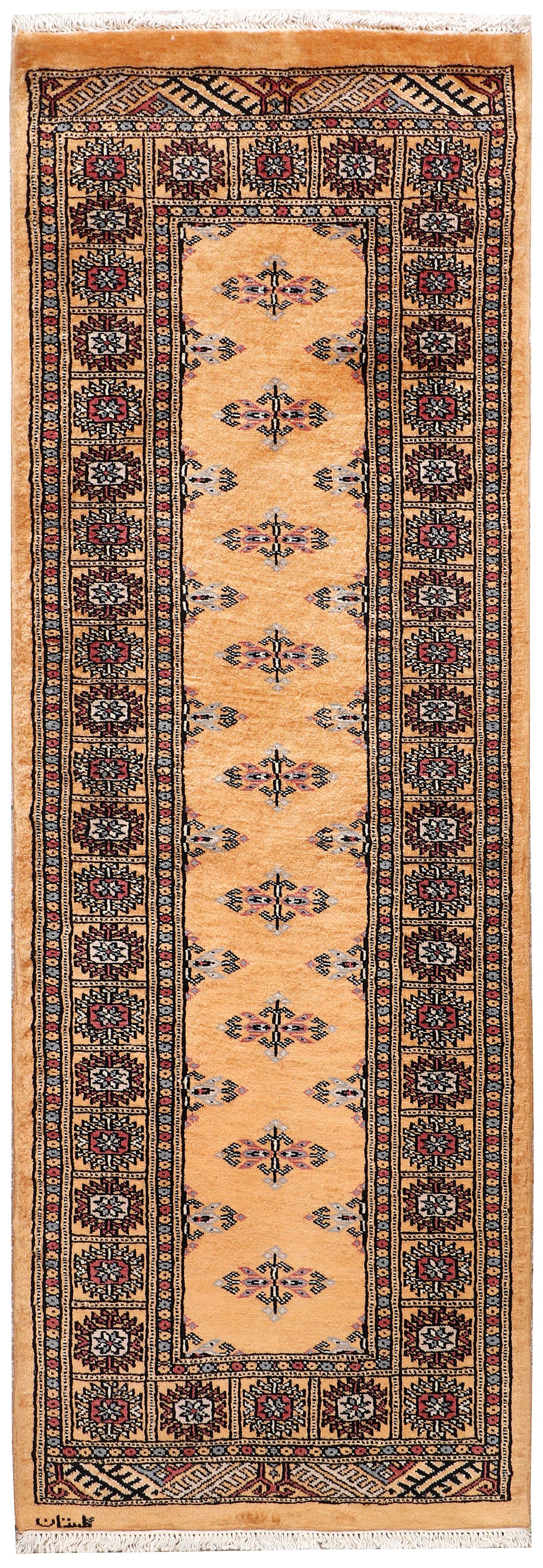 White Pakistani Butterfly Rug 2' 2" x 6' 3" Hand-Knotted