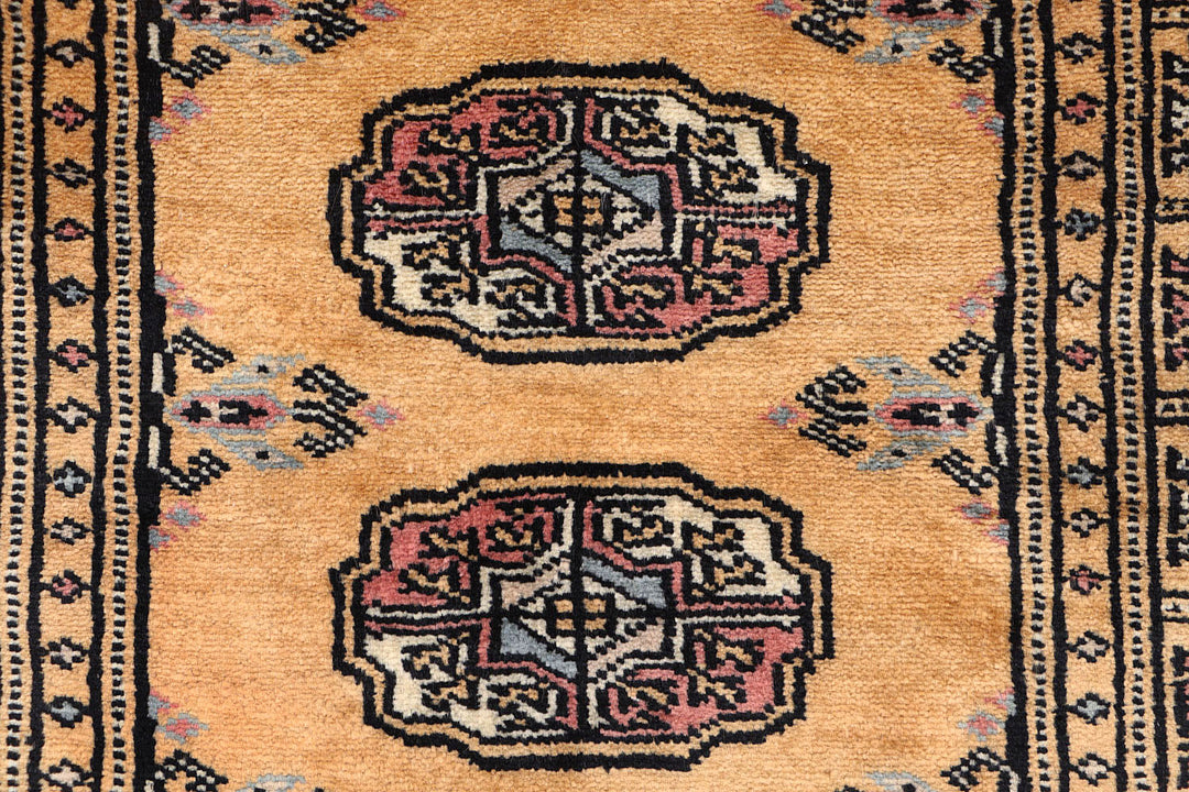 White Pakistani Bokhara Rug 2' 1 x 6' Hand-Knotted close-up