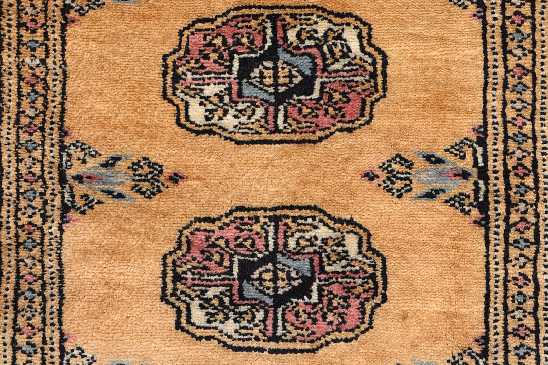 White Pakistani Bokhara Rug 2' 1 x 6' 1 Hand-Knotted close-up