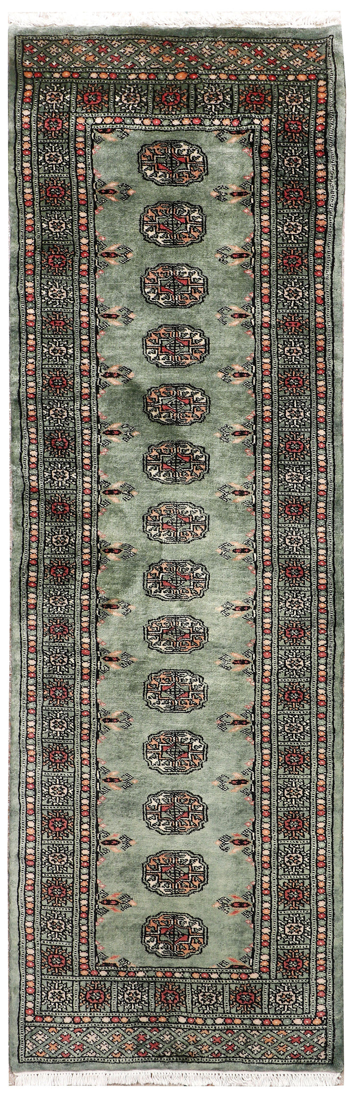 Dark Sea Green Bokhara 2'  2" x 6'  6" - No. QA87326