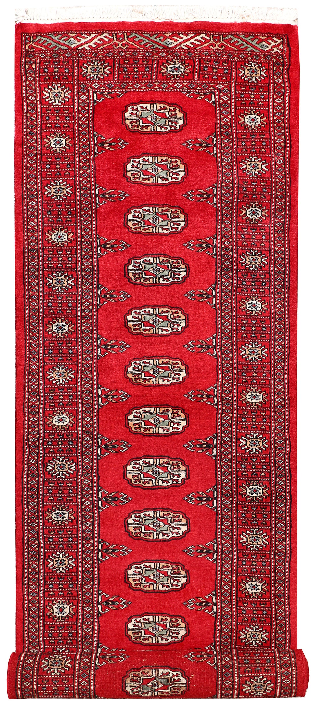 Red Pakistani Bokhara Rug 2' 7 x 10' Hand-Knotted