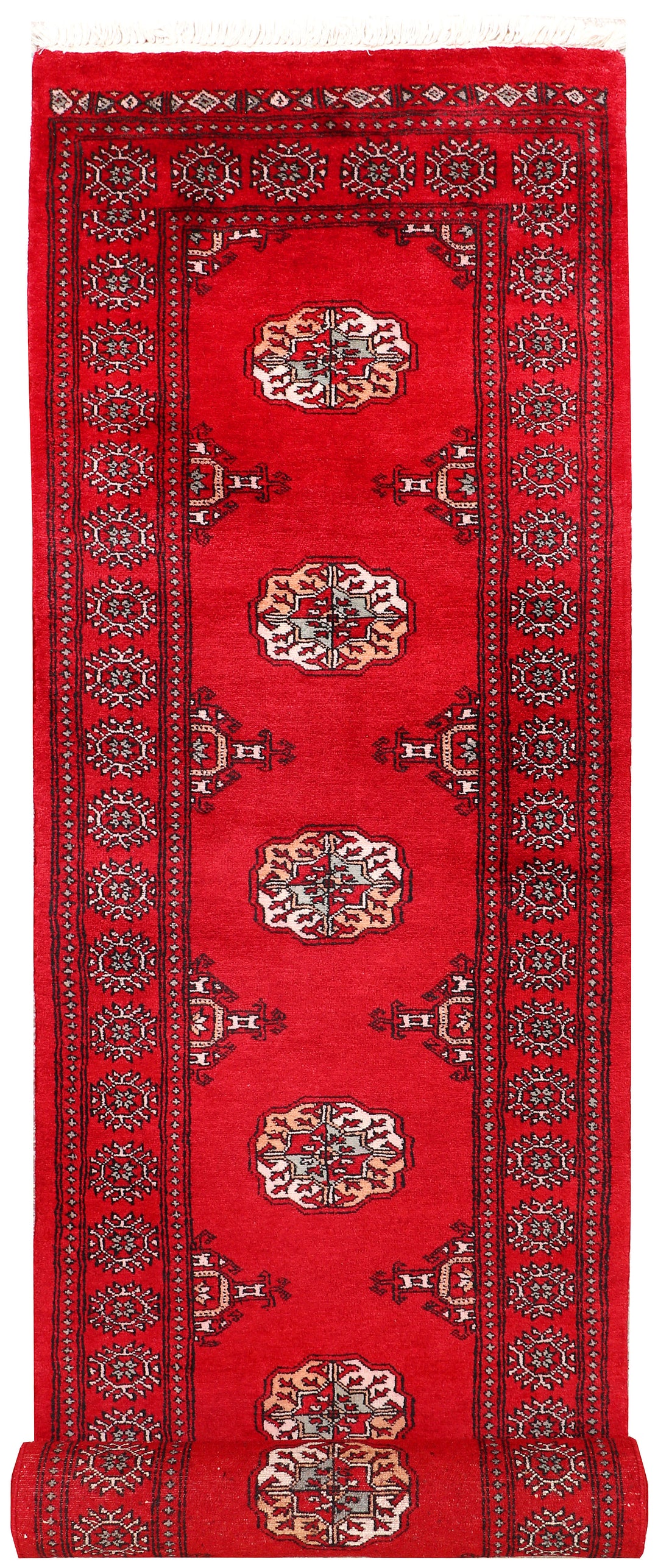 Red Pakistani Bokhara Rug 2'6" x 9'11" Hand-Knotted