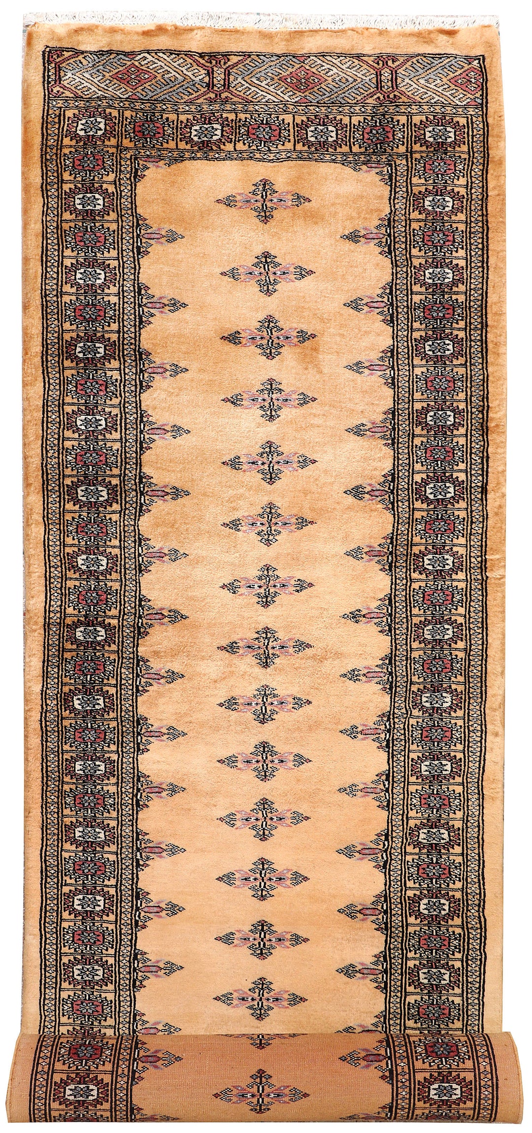 White Pakistani Butterfly Rug 2'8" x 9'5" Hand-Knotted