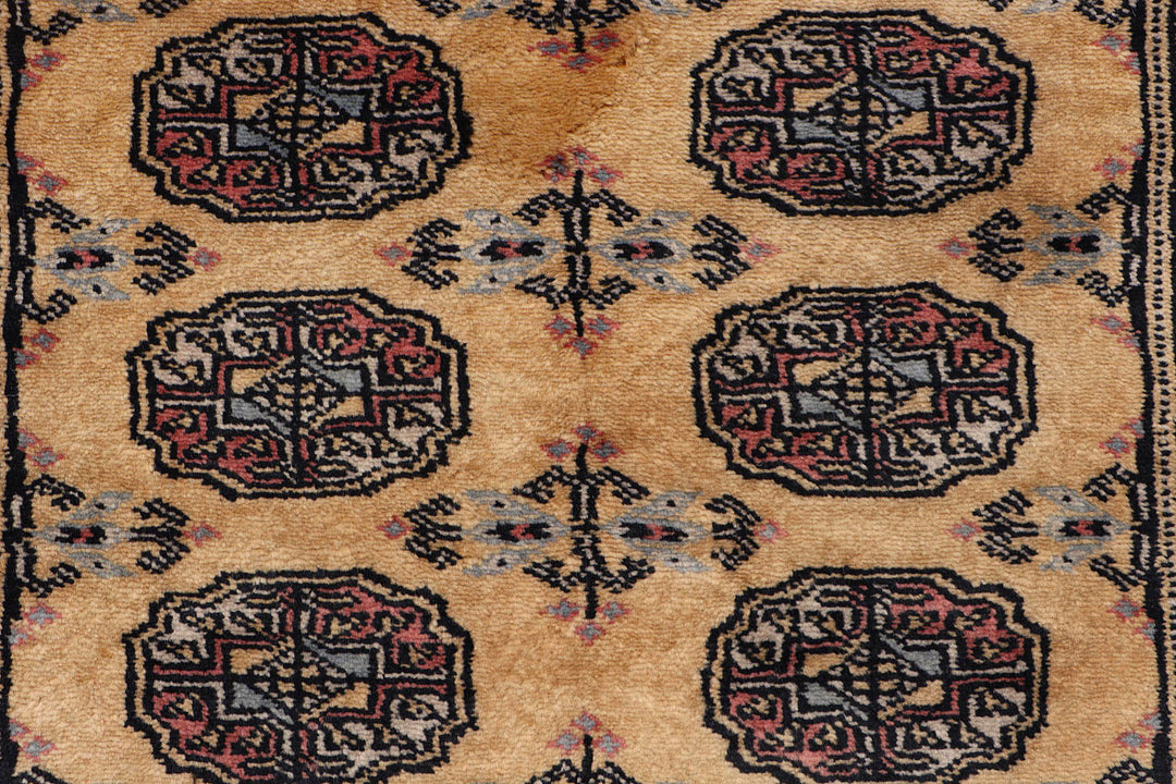 White Pakistani Bokhara Rug 2'7" x 10'2" Hand-Knotted close-up