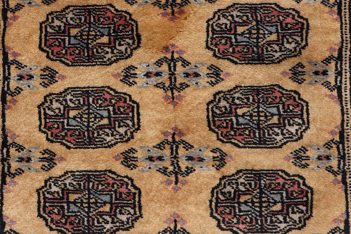 White Pakistani Bokhara Rug 2'7" x 10'2" Hand-Knotted close-up