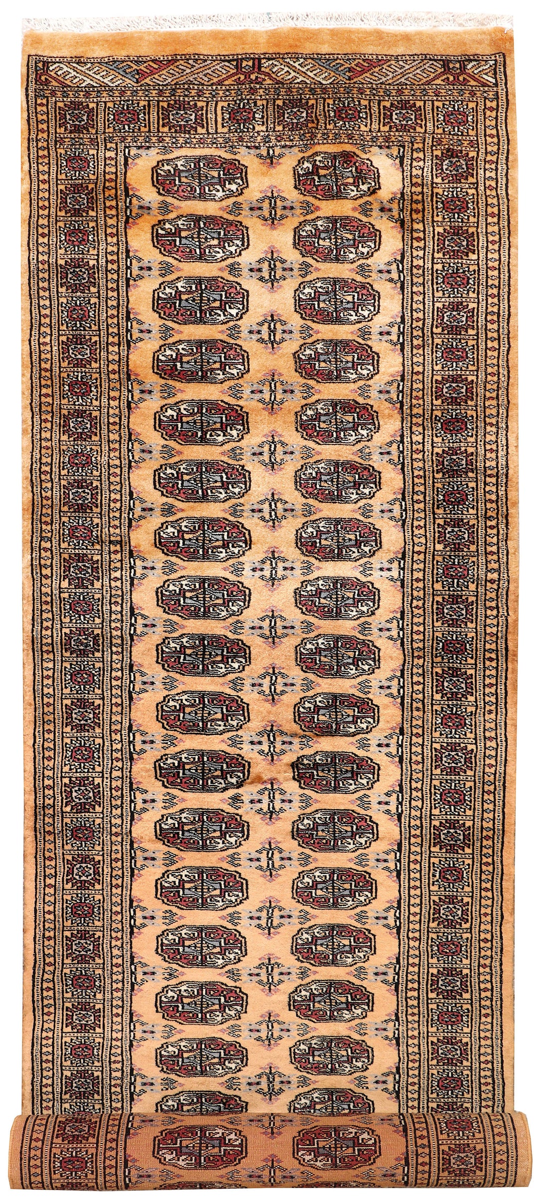 White Pakistani Bokhara Rug 2' 8 x 9' 5 Hand-Knotted