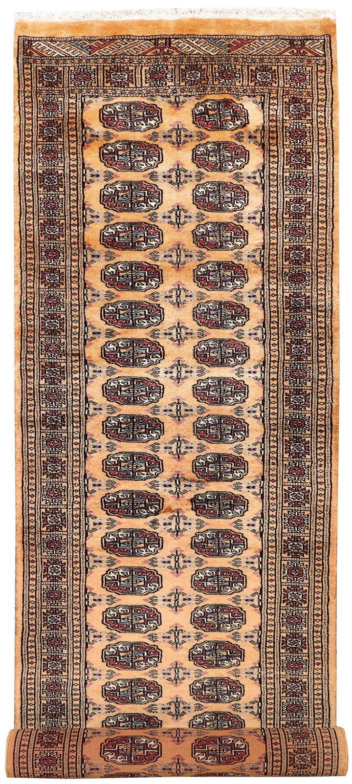 White Pakistani Bokhara Rug 2' 8 x 9' 5 Hand-Knotted
