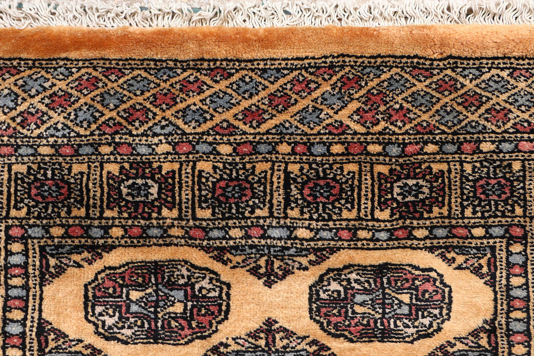 White Pakistani Bokhara Rug 2' 6 x 10' Hand-Knotted view