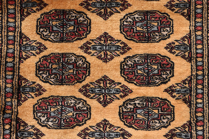 White Pakistani Bokhara Rug 2' 6 x 10' Hand-Knotted close-up
