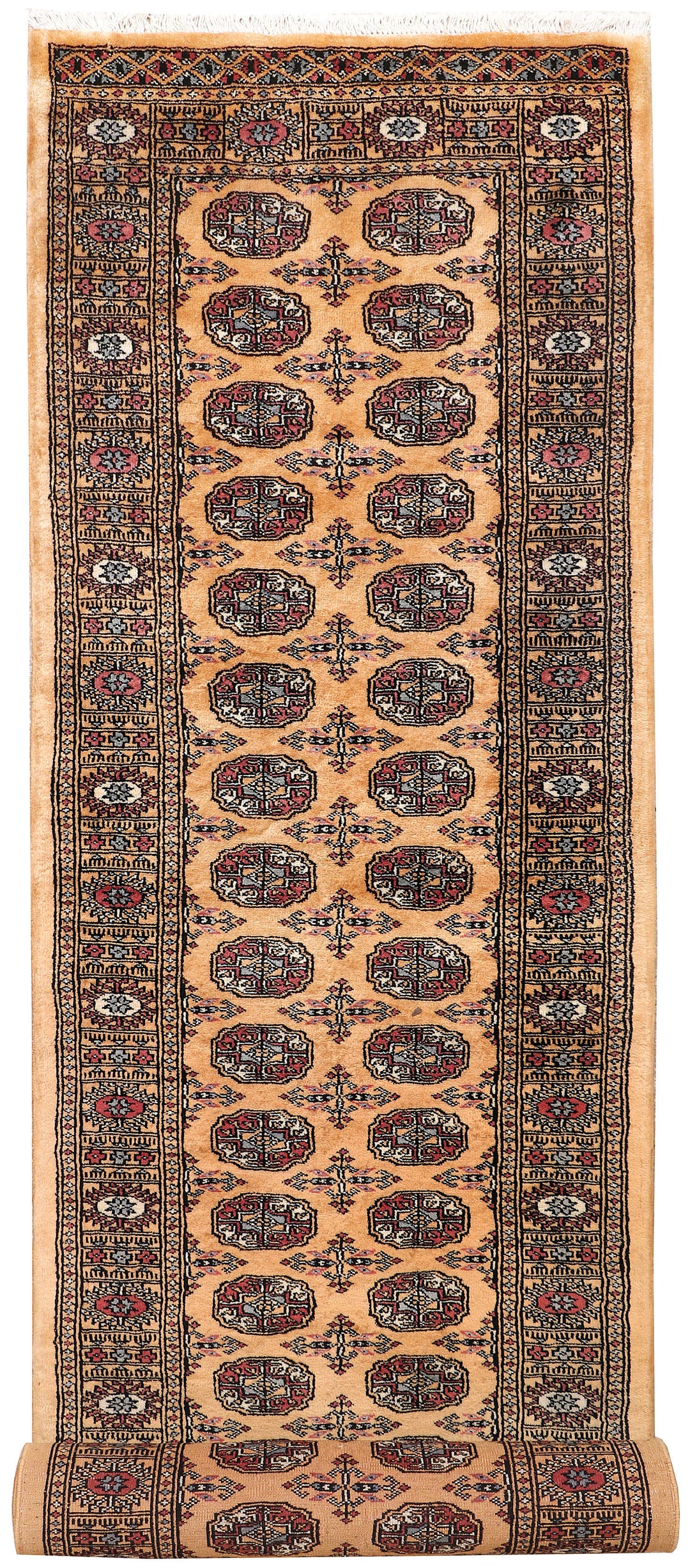White Pakistani Bokhara Rug 2' 7 x 10' 3 Hand-Knotted