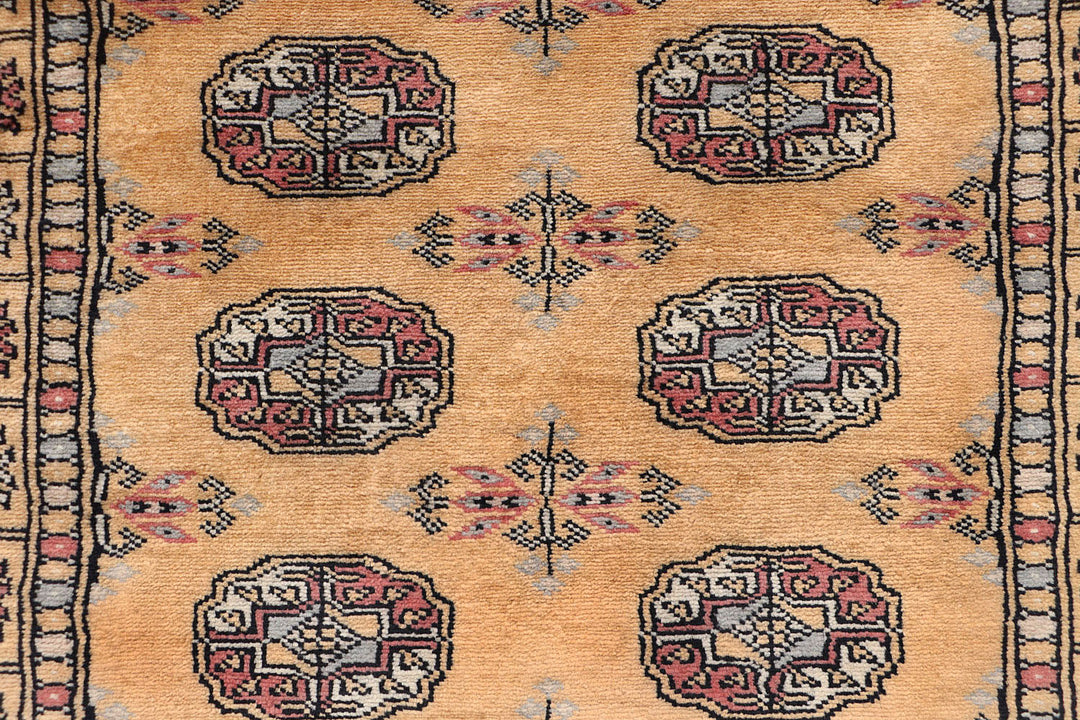 White Pakistani Bokhara Rug 2'7" x 10'1" Hand-Knotted close-up
