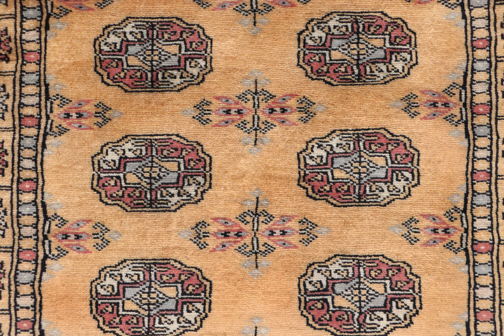 White Pakistani Bokhara Rug 2'7" x 10'1" Hand-Knotted close-up