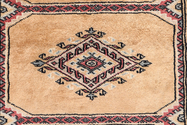 White Afghan Jaldar Rug 2' 8" x 10' 1" Hand-Knotted close-up