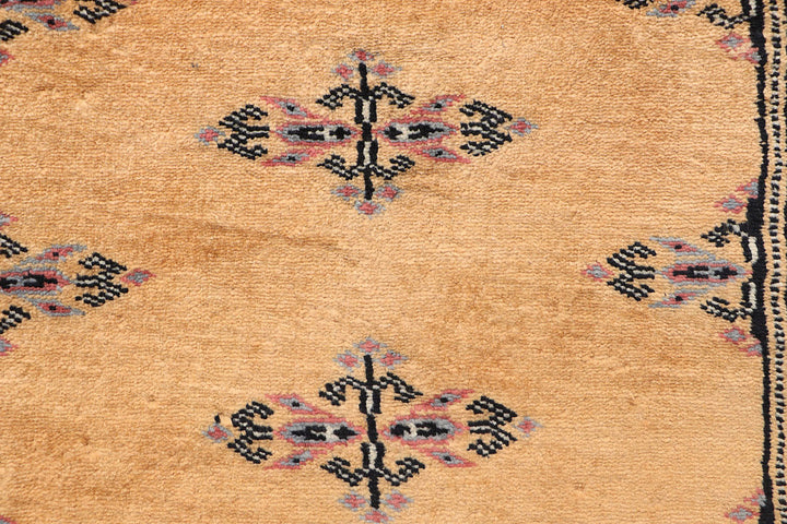 White Afghan Butterfly Rug 2' 8 x 9' 10 Hand-Knotted close-up