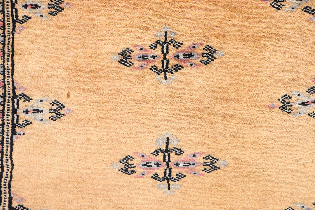 White Afghan Butterfly Rug 2' 8" x 10' 2" Hand-Knotted close-up