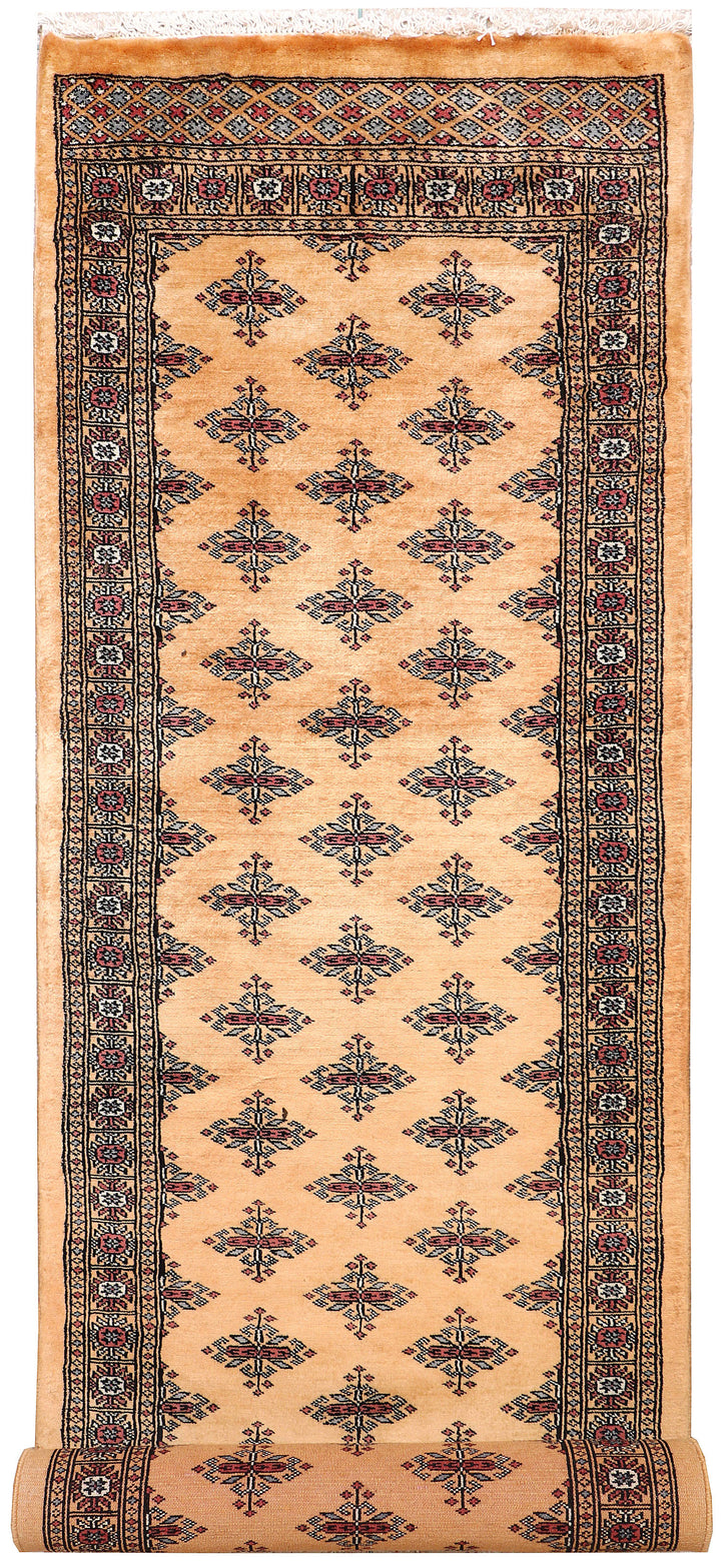 White Pakistani Butterfly Rug 2' 7" x 10' Hand-Knotted