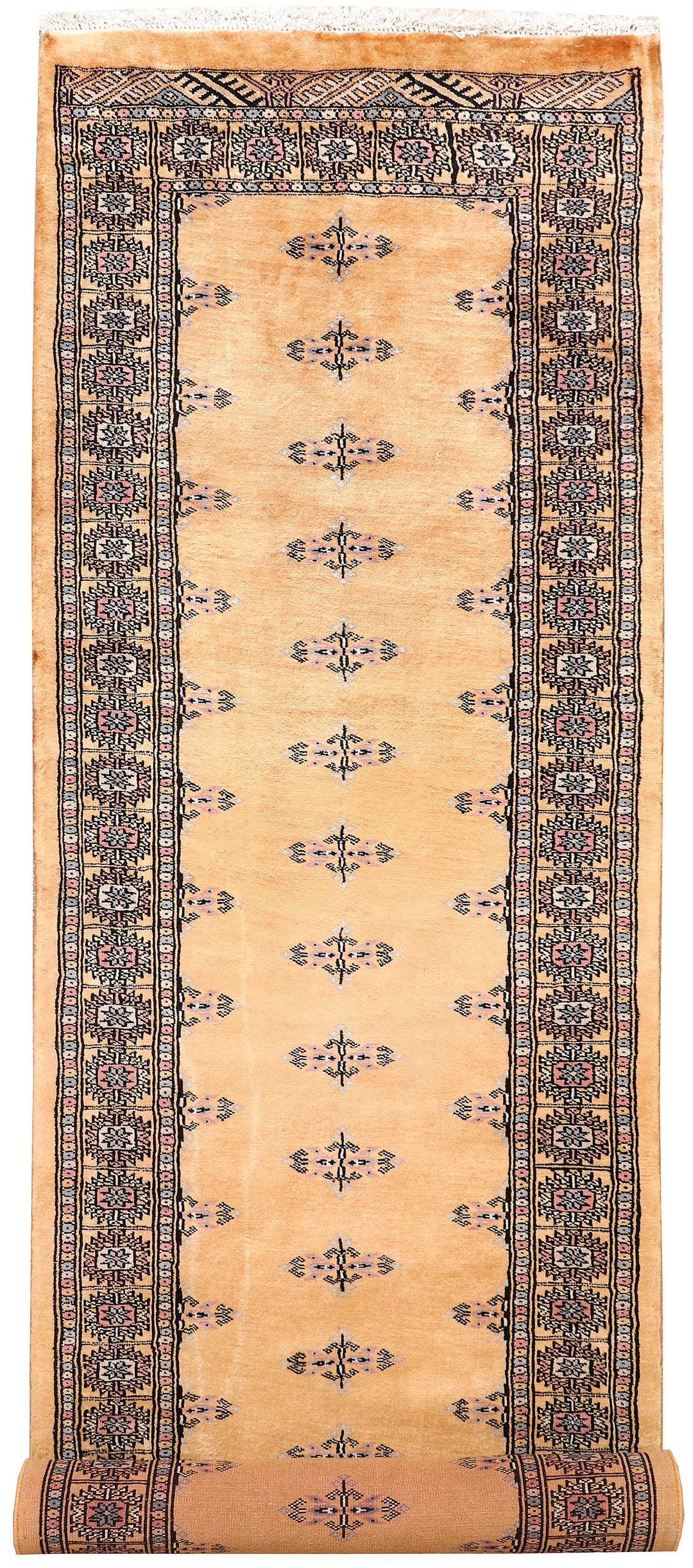 White Pakistani Butterfly Rug 2'7" x 10' Hand-Knotted