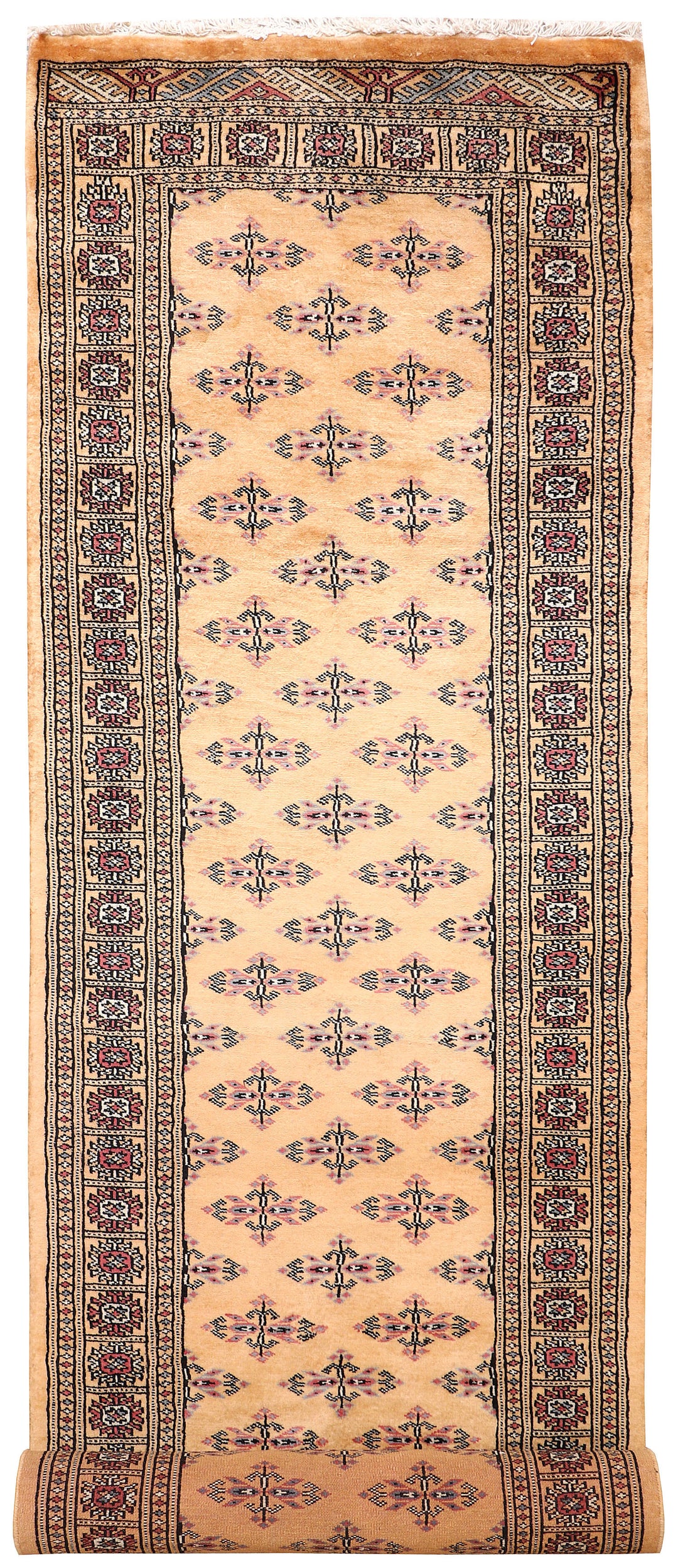 White Pakistani Butterfly Rug 2'7" x 10'4" Hand-Knotted