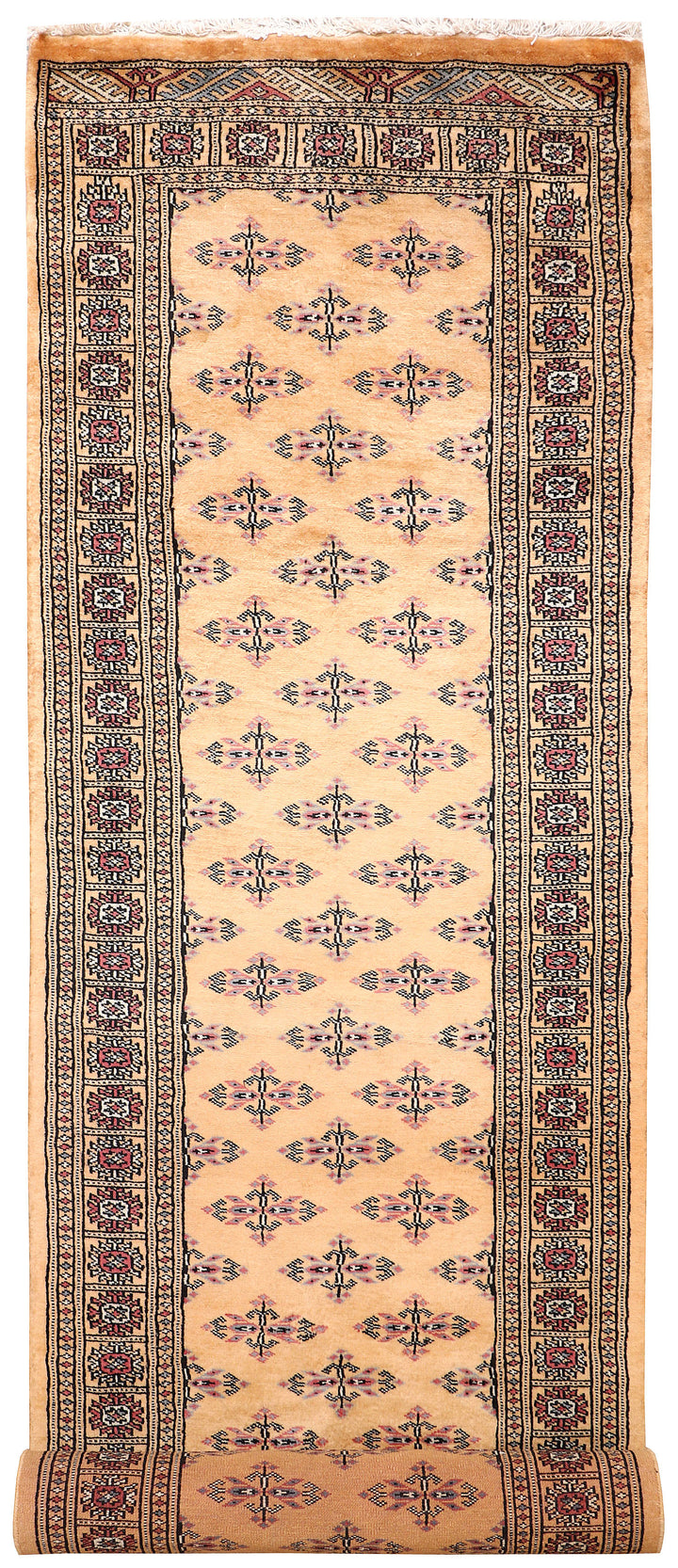 White Pakistani Butterfly Rug 2'7" x 10'4" Hand-Knotted