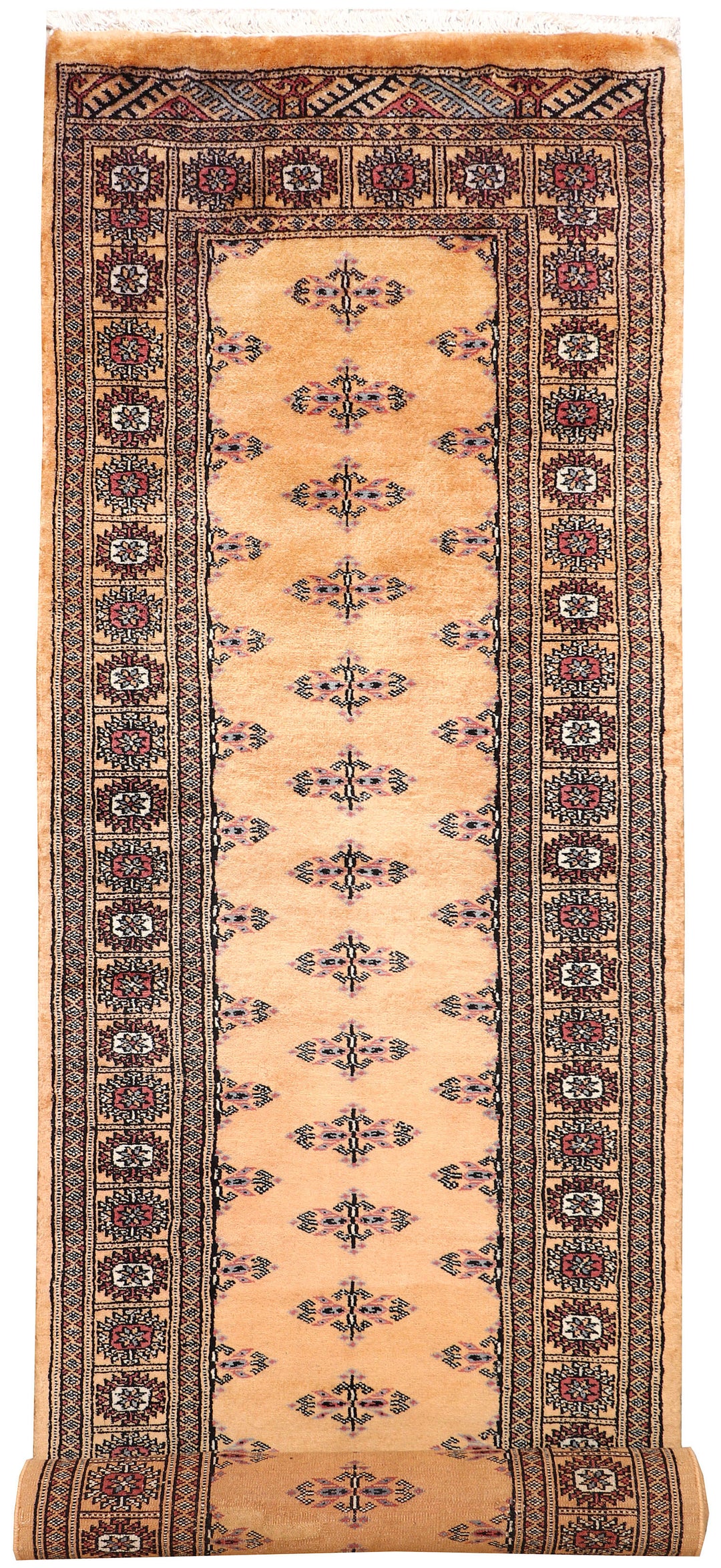 White Pakistani Butterfly Rug 2' 7" x 10' 3" Hand-Knotted