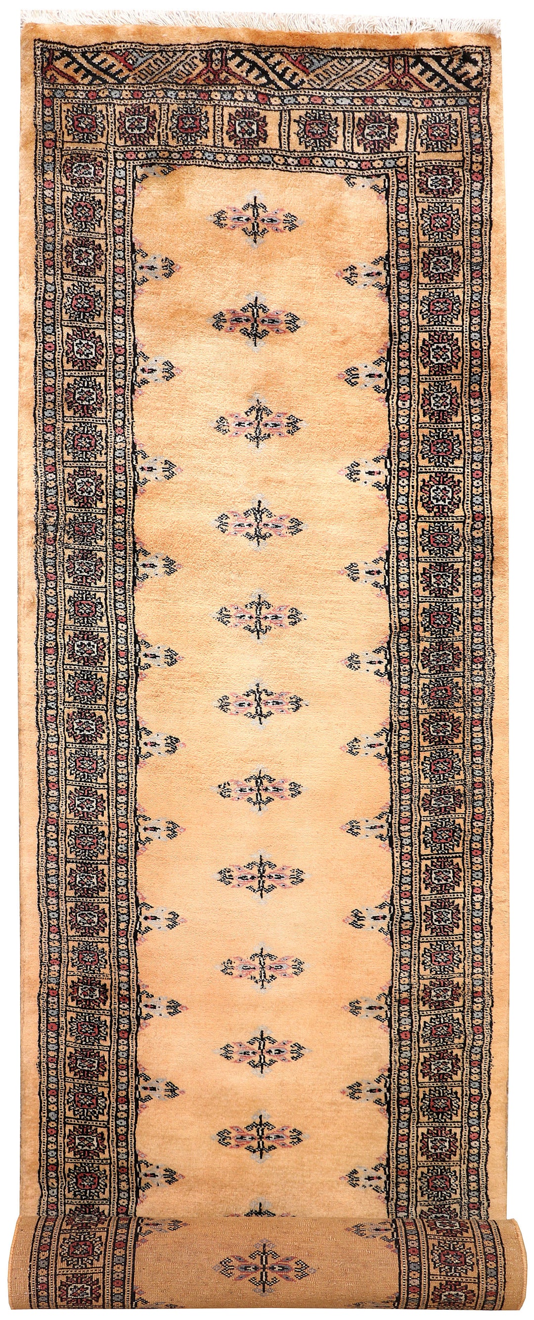 White Pakistani Butterfly Rug 2'7" x 10'4" Hand-Knotted