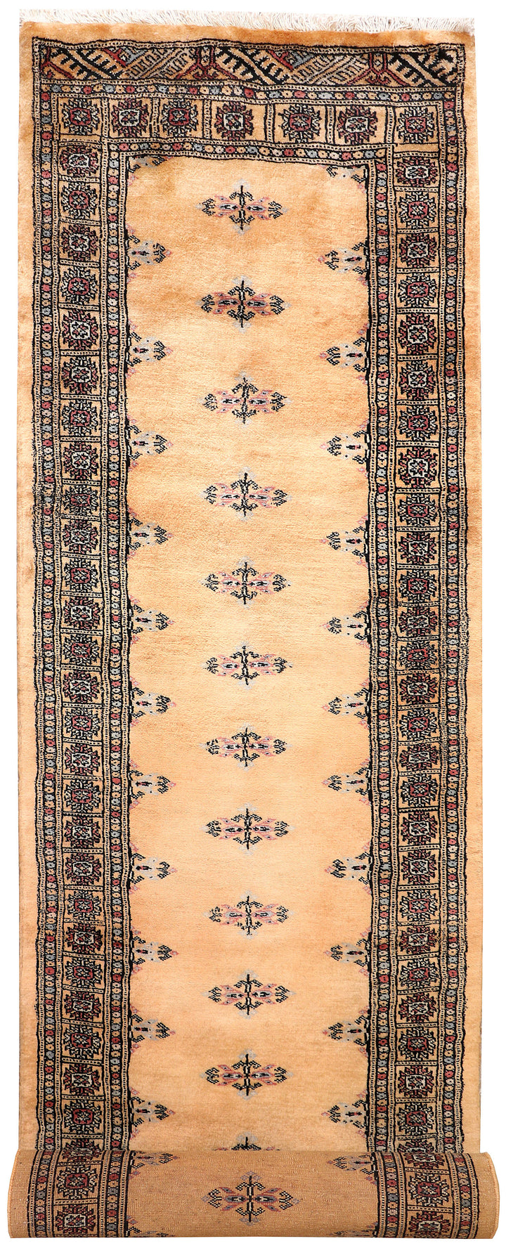 White Pakistani Butterfly Rug 2'7" x 10'4" Hand-Knotted