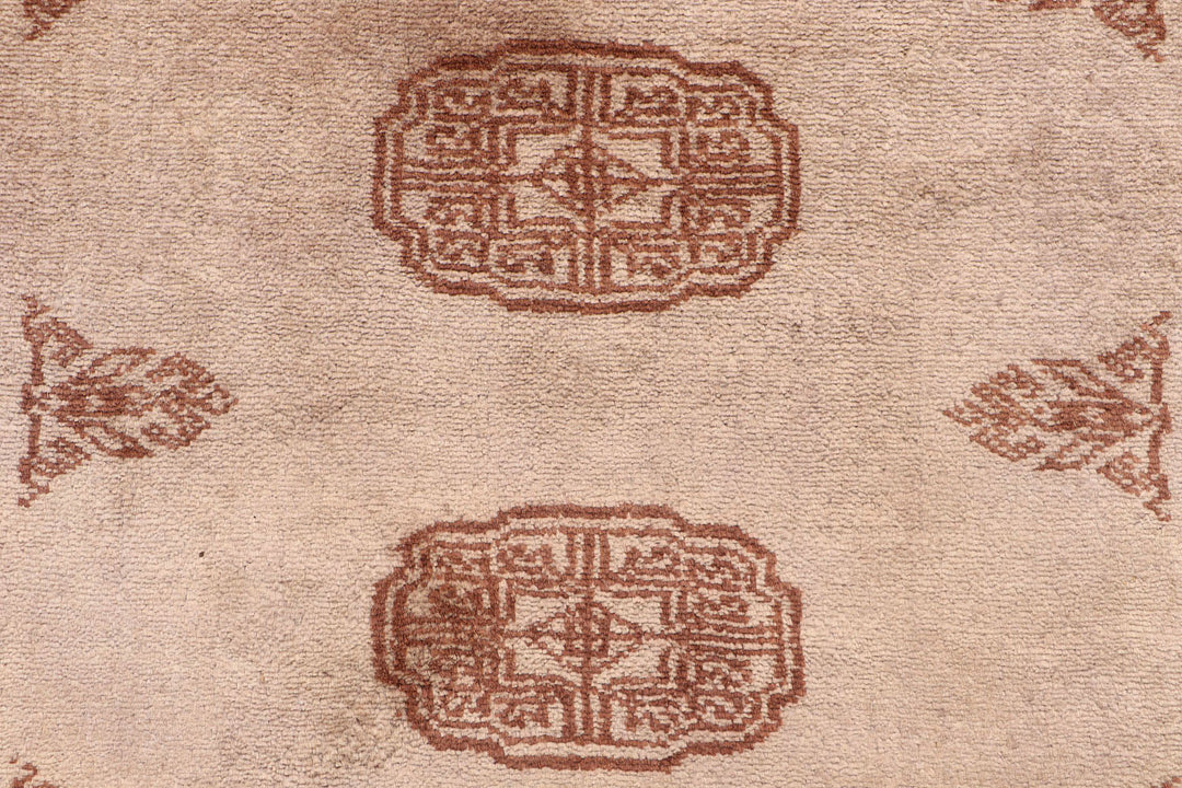 White Pakistani Bokhara Rug 2'6" x 10'5" Hand-Knotted close-up