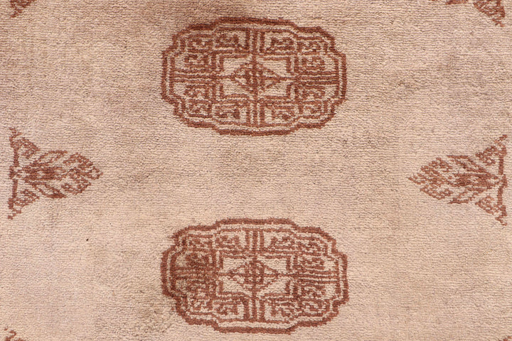 White Pakistani Bokhara Rug 2'6" x 10'5" Hand-Knotted close-up