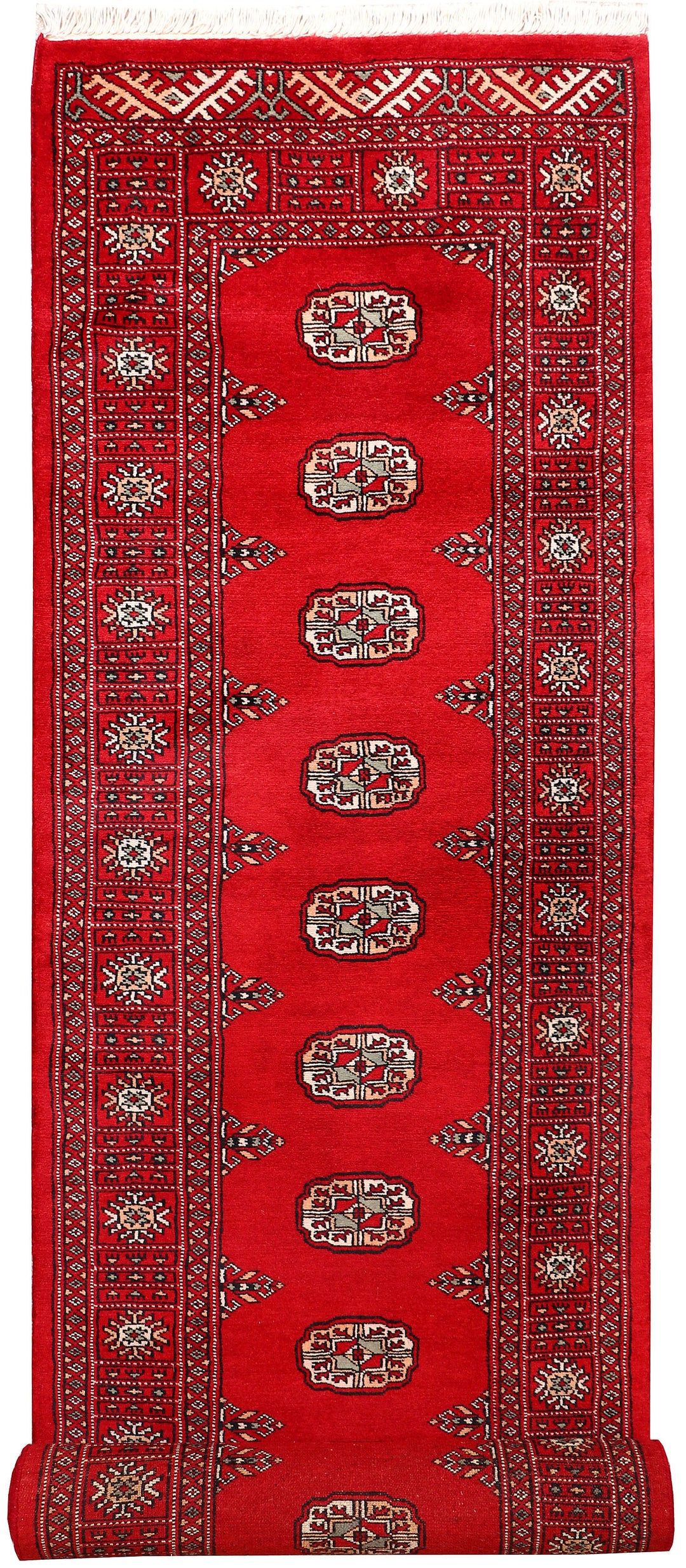 Red Pakistani Bokhara Rug 2' 6 x 10' Hand-Knotted