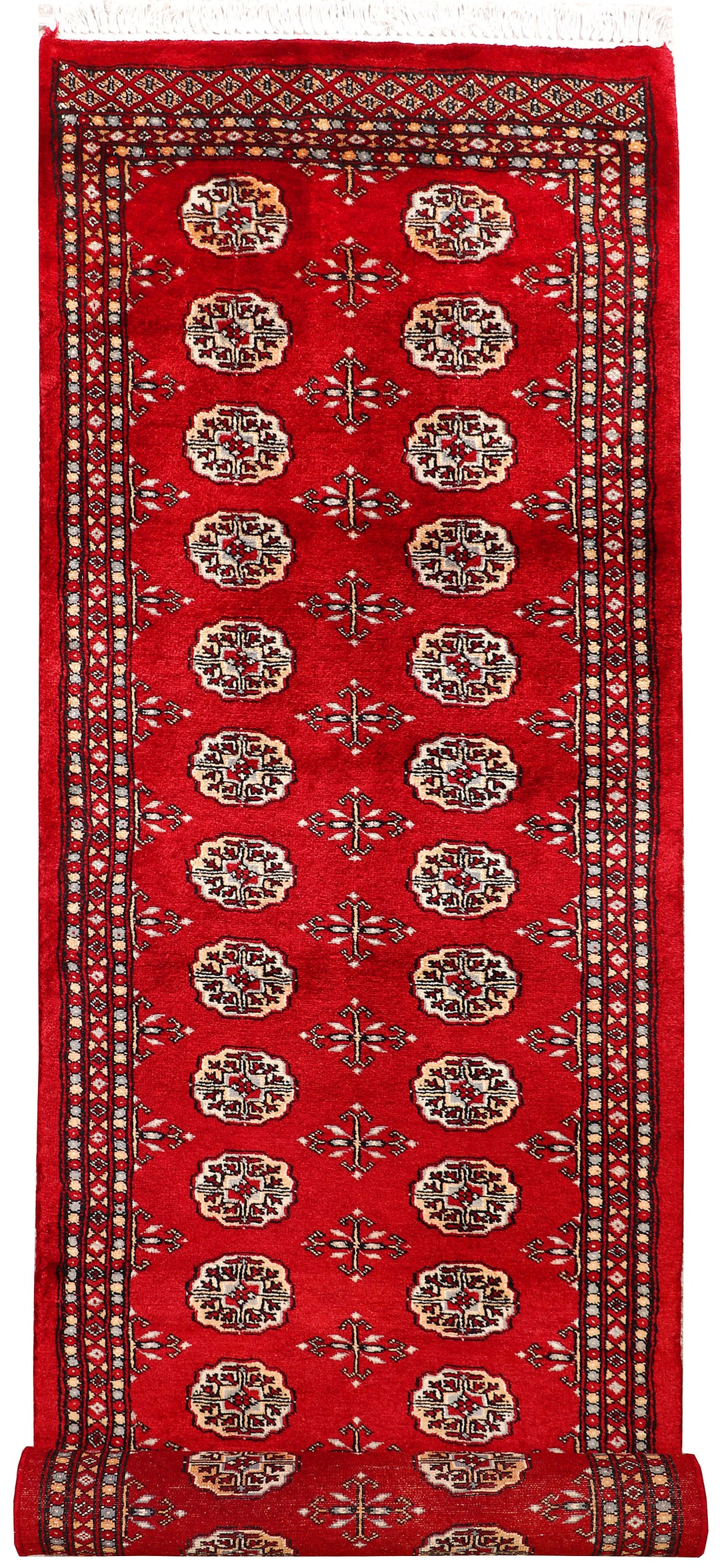 Red Pakistani Bokhara Rug 2' 7 x 9' 9 Hand-Knotted