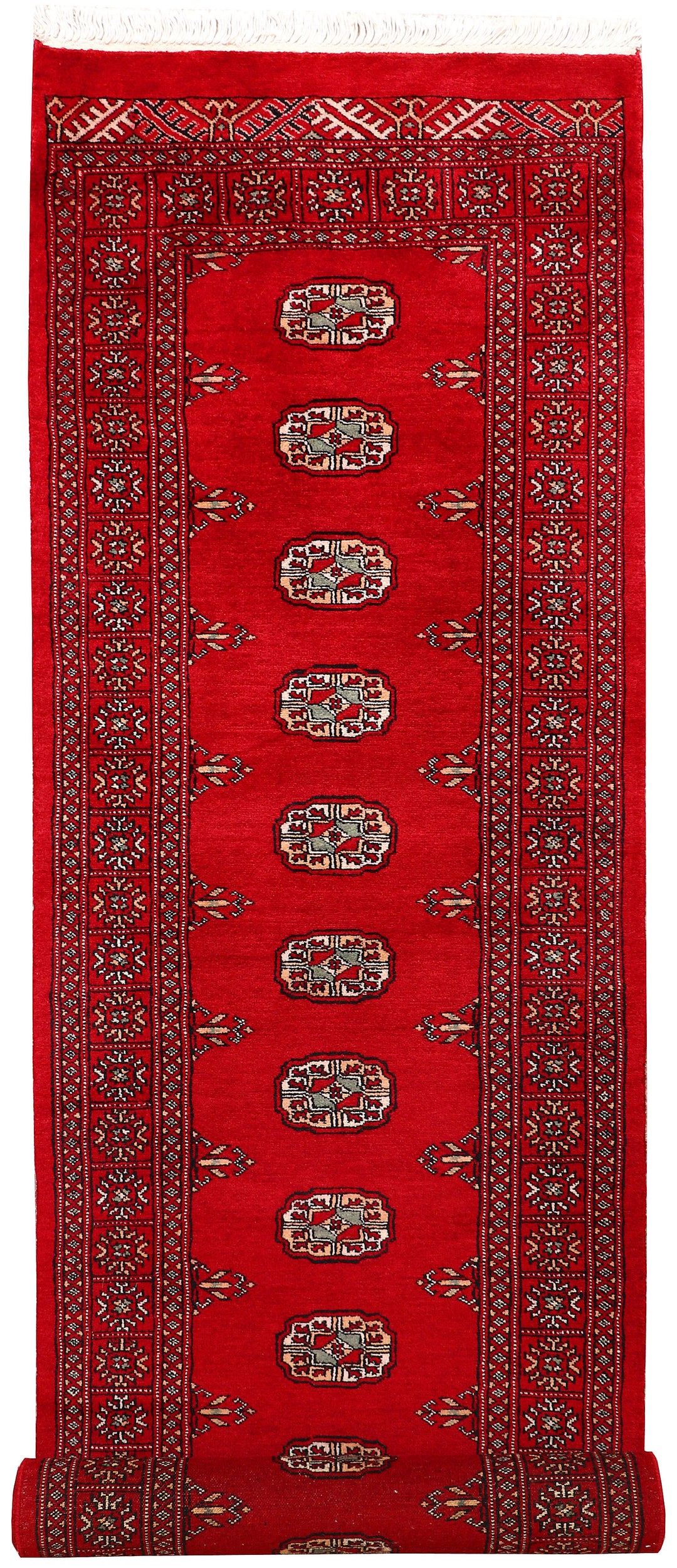 Red Pakistani Bokhara Rug 2' 6 x 9' 8 Hand-Knotted