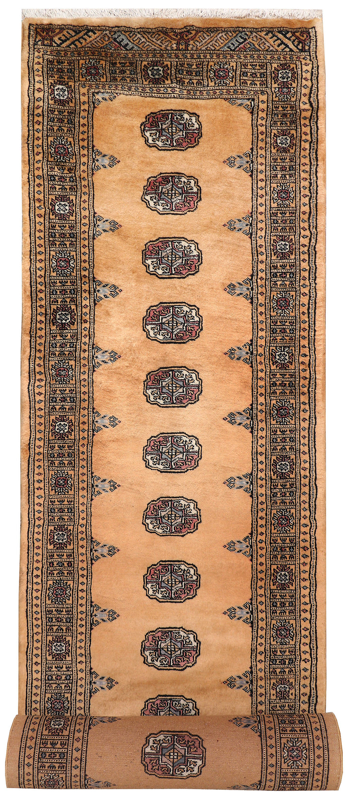 Sandy Brown Bokhara 2'  7" x 12'  5" - No. QA53514