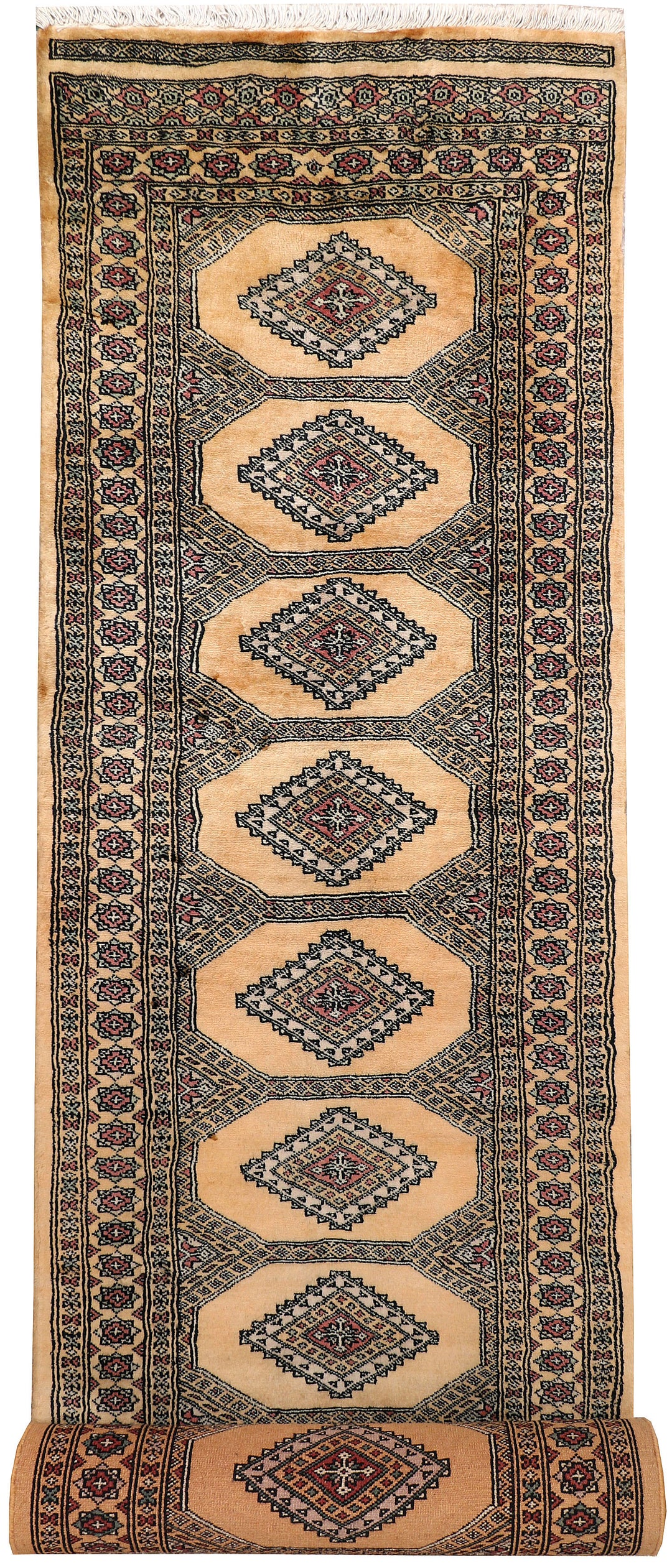 White Pakistani Jaldar Rug 2' 7" x 11' 11" Hand-Knotted