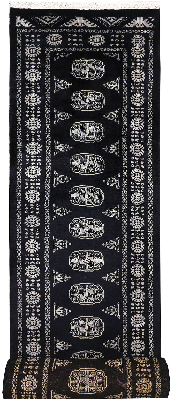 Black Bokhara 2'  7" x 13'  7" - No. QA74481