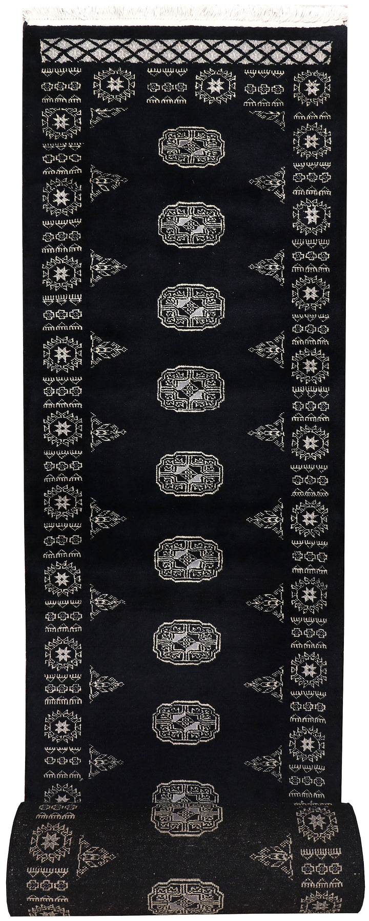 Black Bokhara 2'  7" x 19'  5" - No. QA98436