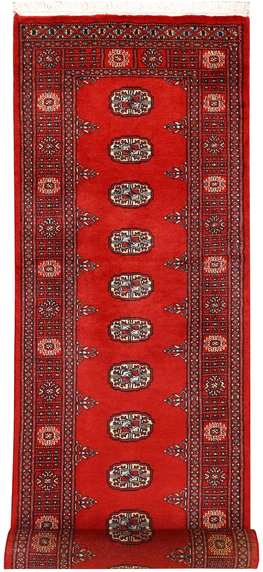 Firebrick Pakistani Bokhara Rug 2' 7 x 10' 3 Hand-Knotted