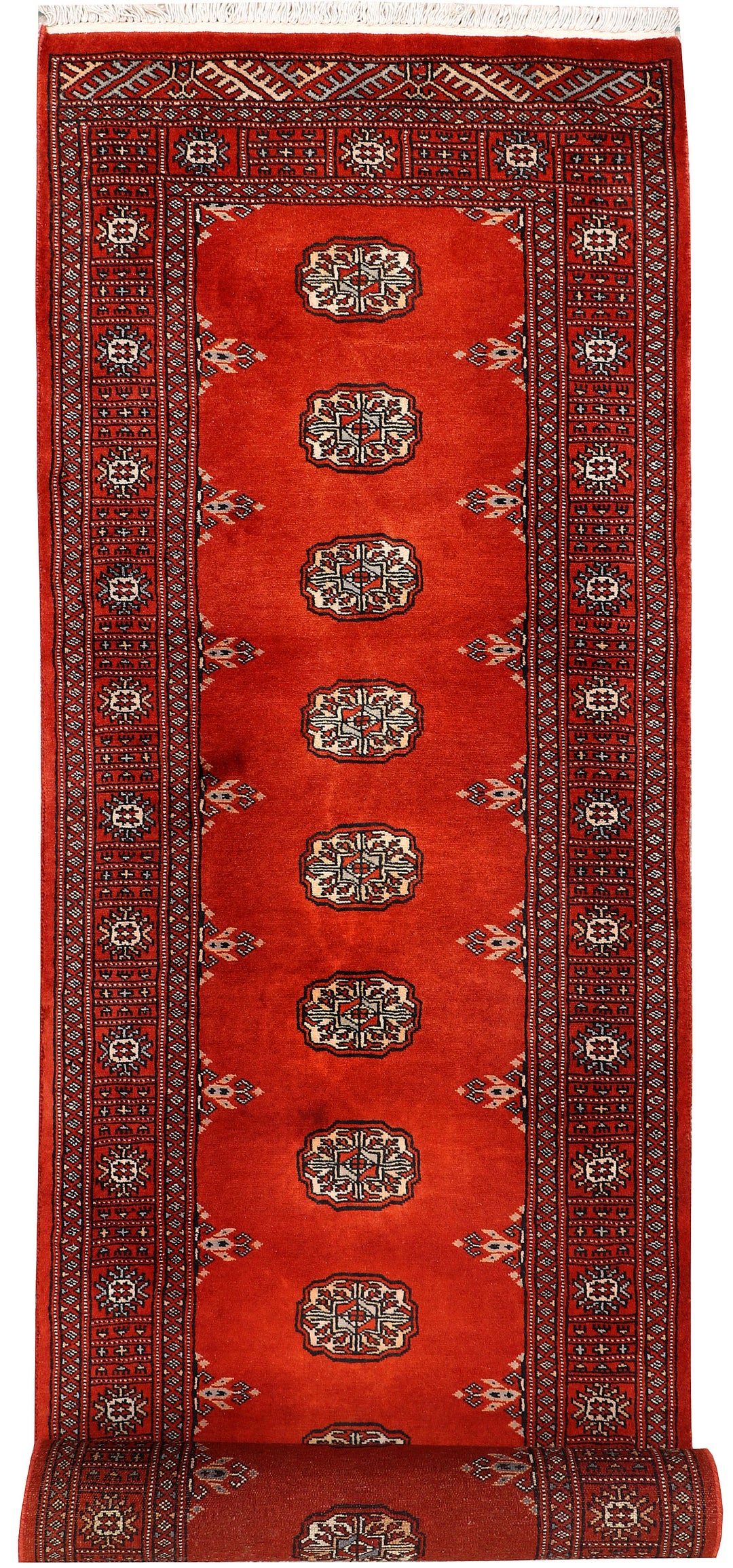 Red Pakistani Bokhara Rug 2' 7 x 10' 3 Hand-Knotted