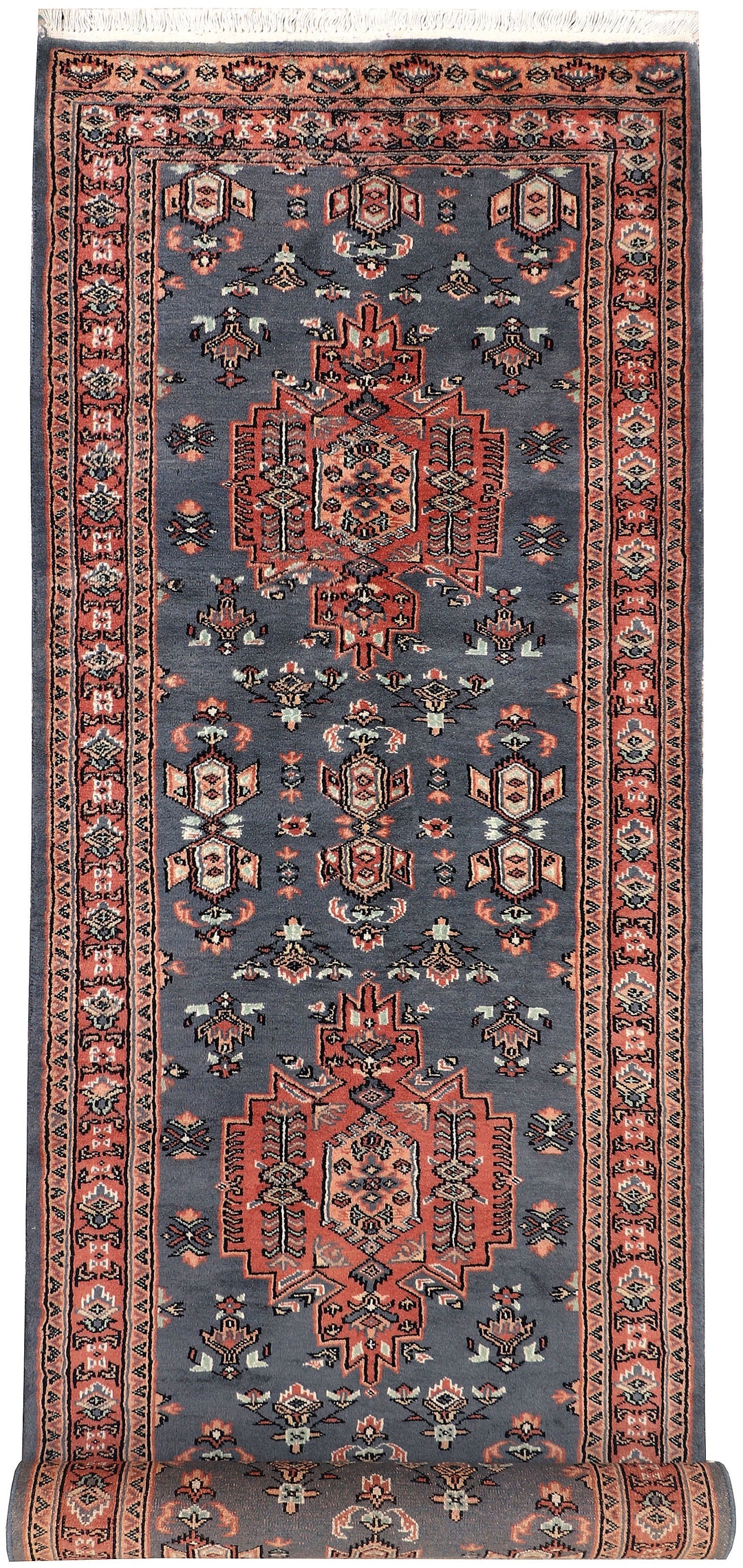 Slate Grey Caucasian Rug 2' 7 x 9' 9 Hand-Knotted