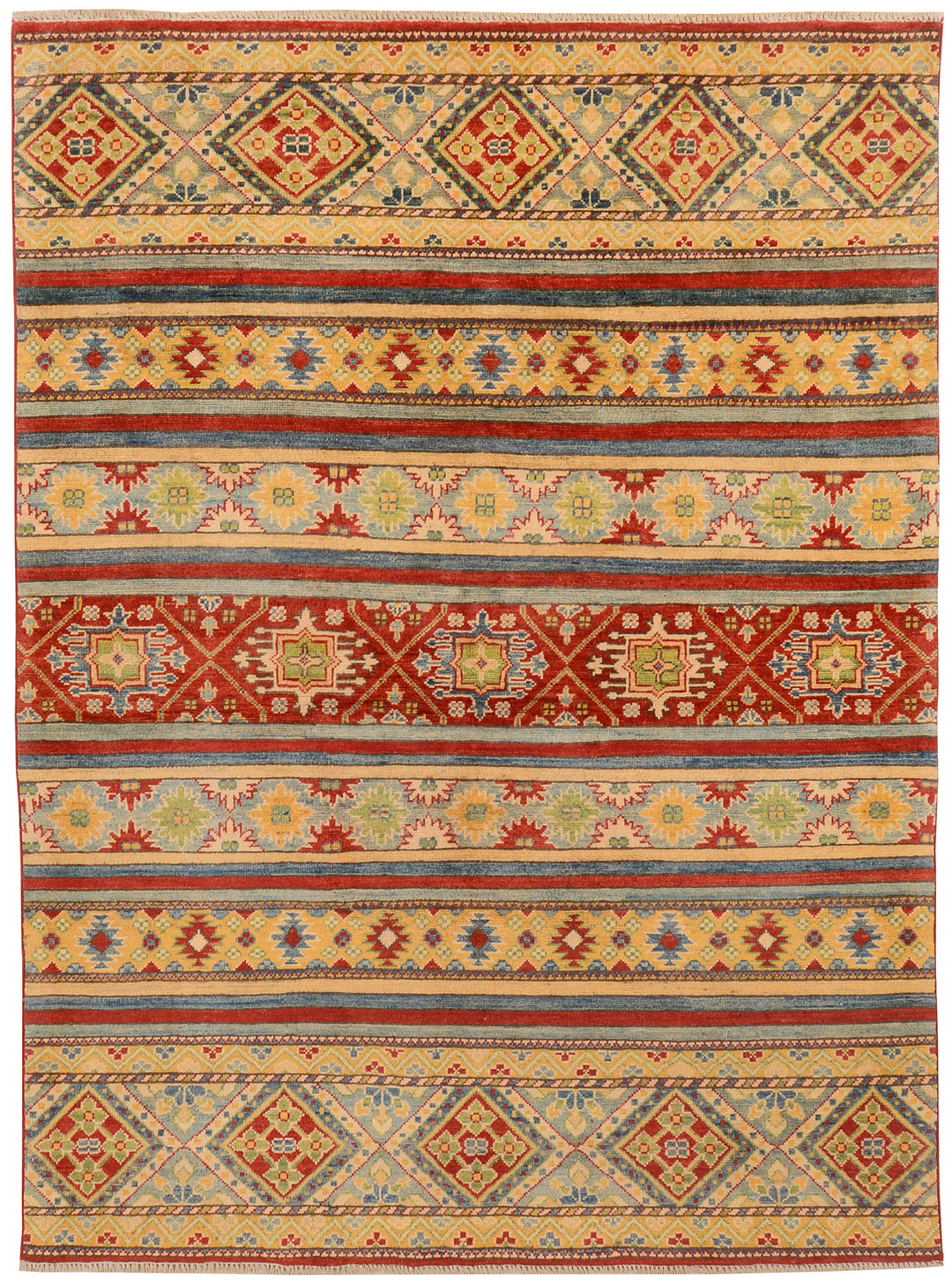 Afghan Kazak Rug 5' 1 x 6' 10 Hand-Knotted