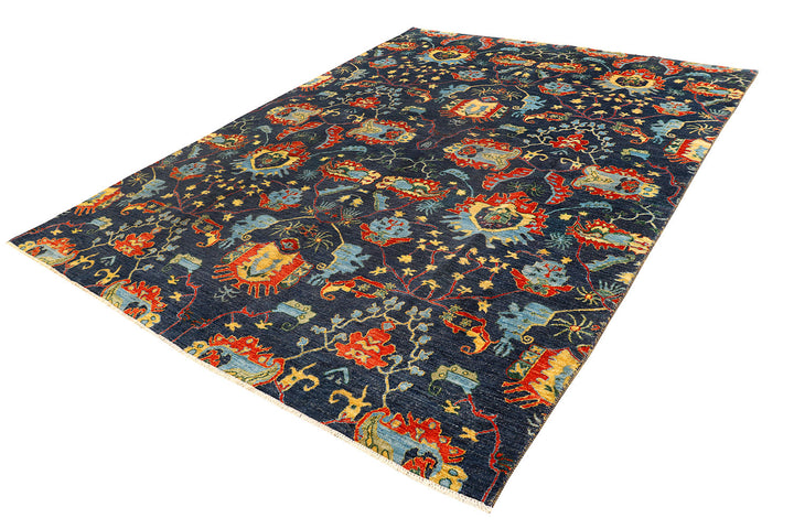 Midnight Blue Ikat 7'  9" x 10'  4" - No. QA85969