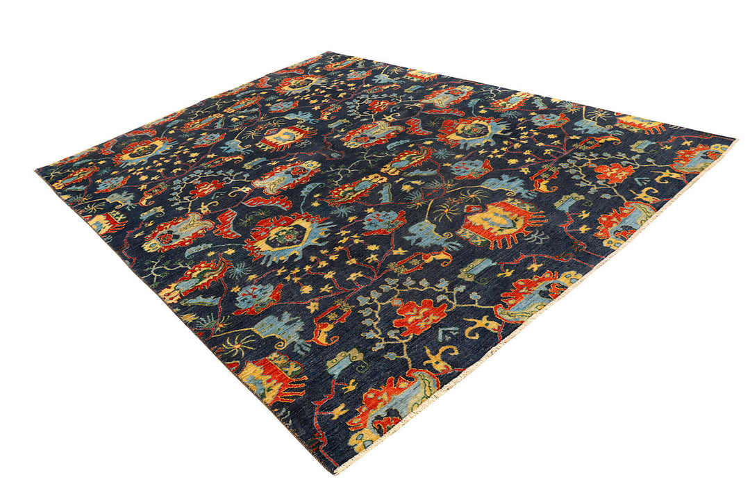 Midnight Blue Ikat 7'  9" x 10'  4" - No. QA85969