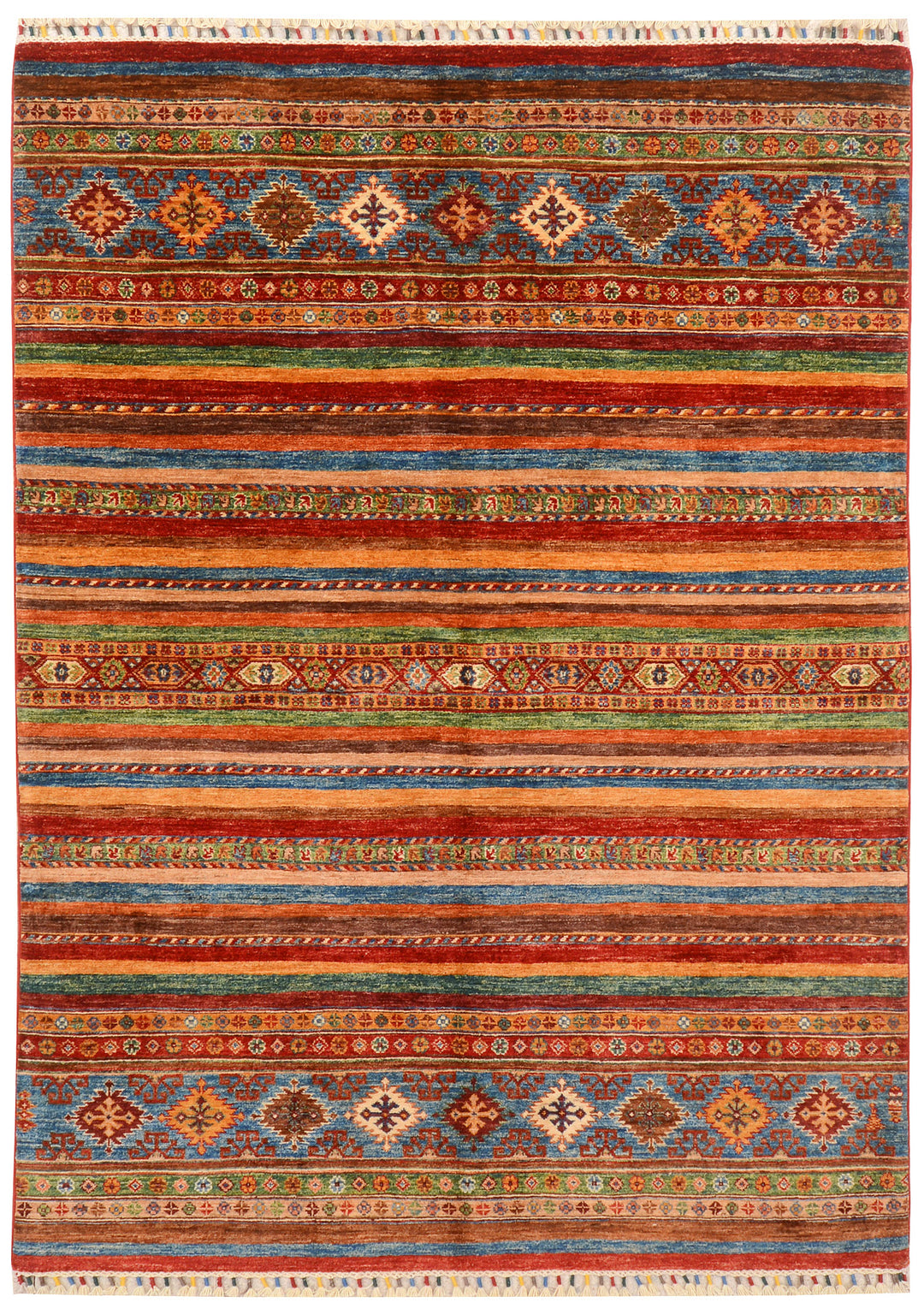 Afghan Kazak Rug 5' 2 x 7' 3 Hand-Knotted