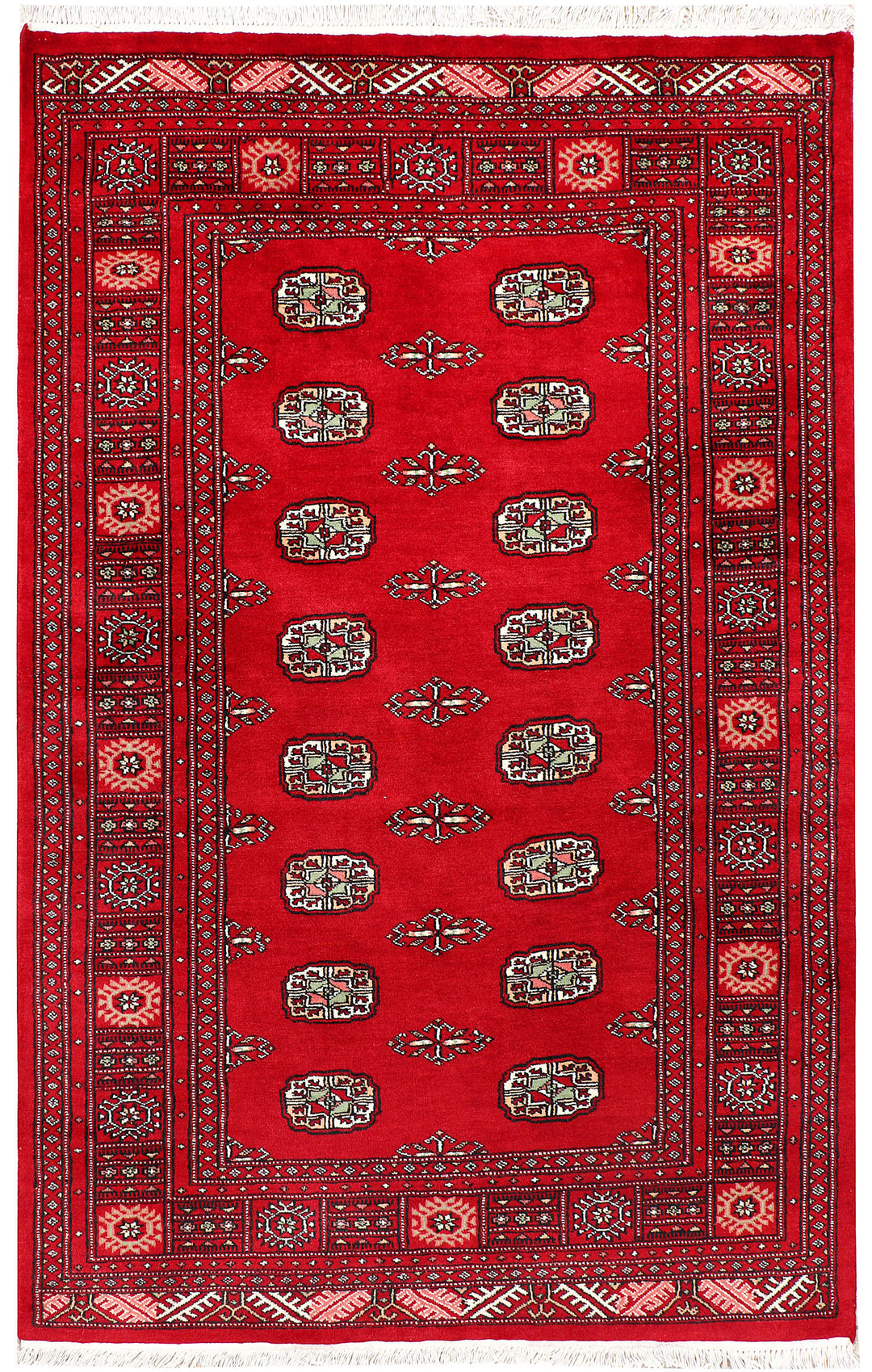 Red Bokhara Rug 4' x 6' 3 Hand-Knotted